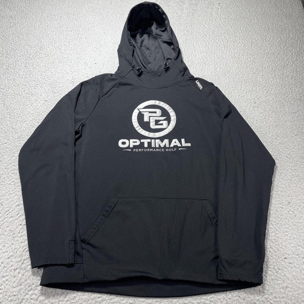 UNRL Hoodie‎ Mens L Black PG Optimal Performance Golf Fleece Pullover Sweatshirt